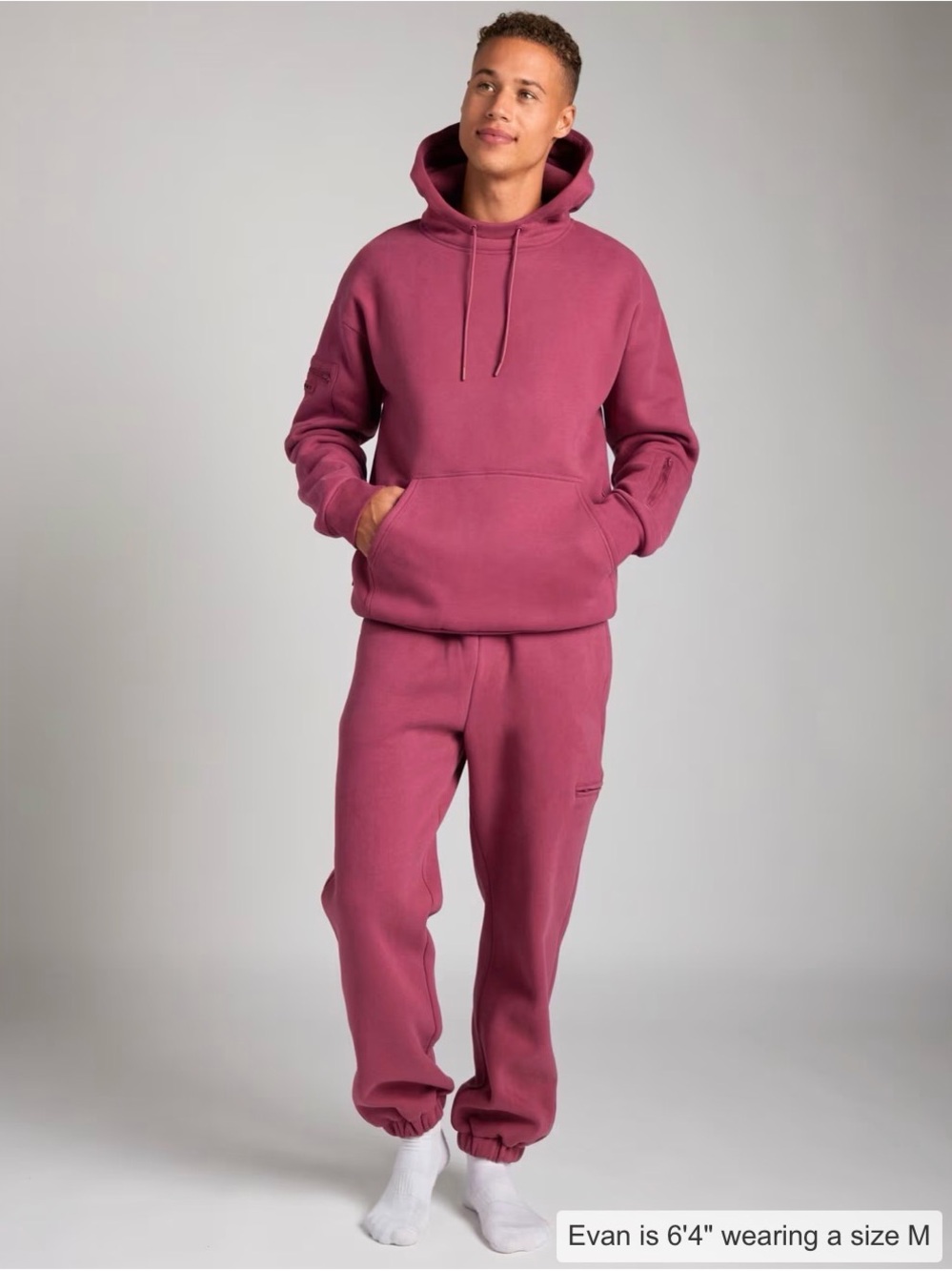 COMFRT ✈️Airplane Mode Travel Hoodie with Built-In Eye Mask Berry Pink - Picture 4 of 6